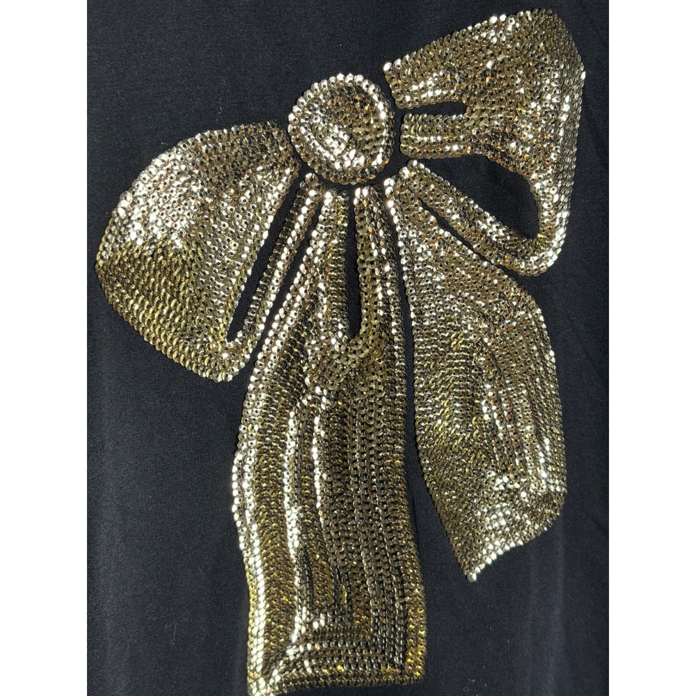 Philosophy Womens Black Gold Sequin Bow Sweatshirt Medium M Lounge Wear - Picture 3 of 5